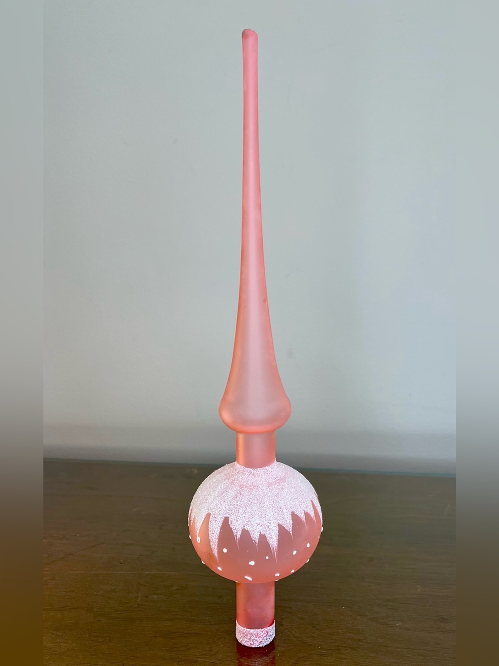 Vintage Christmas Tree Topper Blown Glass Finial Pink-Mica Glitter- WGermany MCM - Picture 6 of 16